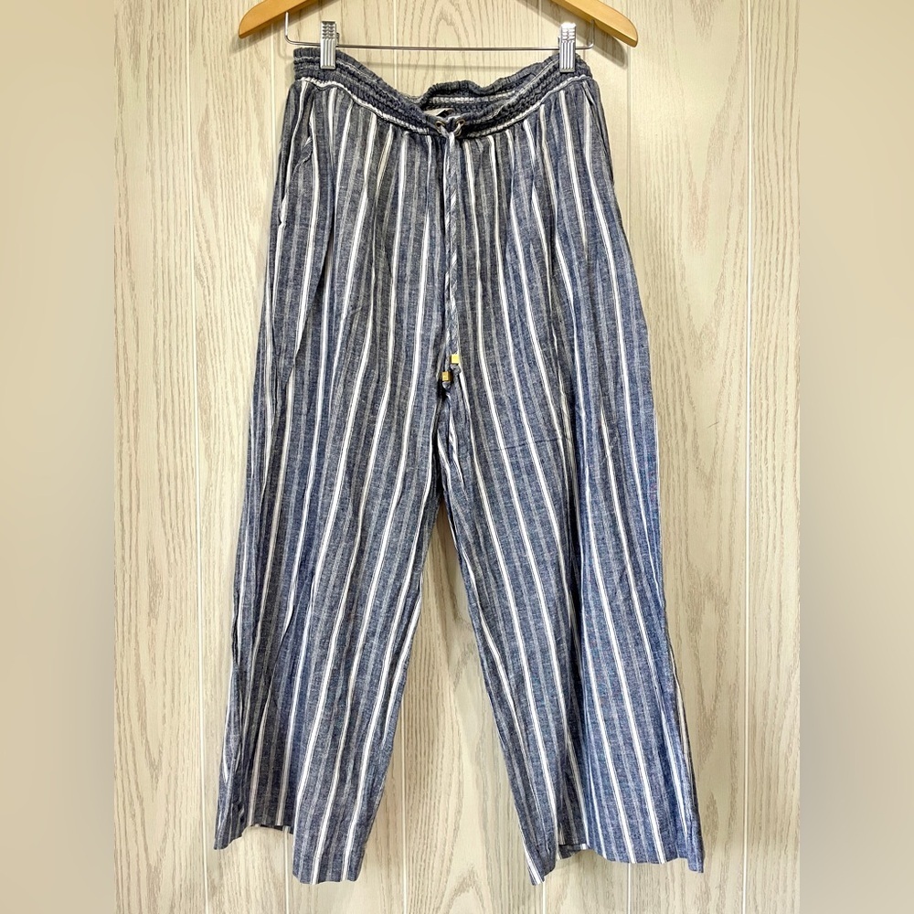 Michael Kors Linen Blend Striped Drawstring Pants Size XL EUC